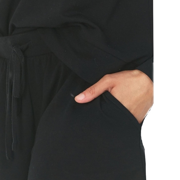 NWT Flora Ladies Black Brush Knit & Lace 2 Piece Lounge Set by Flora Nikrooz - Picture 6 of 7